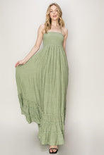 Olive Backless Halter Maxi Dress