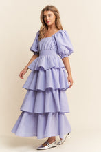 Lavender Square Neckline Ruffle Tiered Maxi Dress