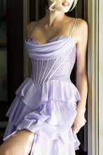 Lilac Layered Embellished Long Formal Dress