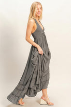 Light Gray Halter Neck Smocked Maxi Dress