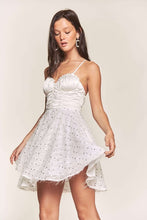 White Satin Top With Sequin Bottom Contrast Dress