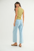 Lime/Peach Striped Ribbed Relaxed Crop Tank