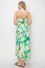 Green Tropical Floral Chiffon Dress