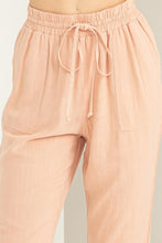 Tropical Peach Chic Status Linen Drawstring Jogger
