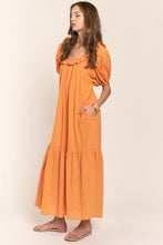 Pumkin Spice Open Back U Neck Maxi Dress