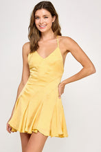 Yellow Satin A-line Mini Dress
