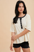 Vanilla Creme Henley Ringer Tee