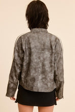 Storm Vertical Stripe Wash Faux Leather Jacket