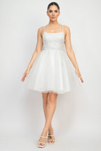 Off White Sequin Beads Tulle Mini Glittery Dress