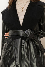 Black Cool Intentions Faux Fur Pu Tie Waist Coat