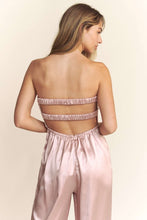 Mauve Satin Pintucked Bust Open Back Wide Leg Jumpsuit
