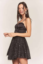 Black Satin Top With Sequin Bottom Contrast Dress