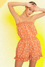 Dusty Orange Side Pocket Polkadot Print Romper