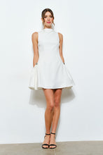 Ivory Metal Accent Side-pleat Sculpted Mini Dress