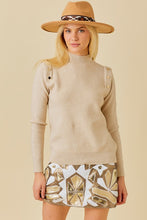 Taupe Shoulder Button Long Sleeve Sweater