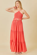 Tomato Smocked Halter Maxi Dress With Belt