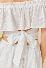 White Off Shoulder Romper With Back Tie Detail