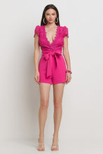 Fuschia Lace Top Solid Bottom Romper