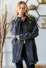 Black Wash istressed Denim Western Shirts Long Fit Jacket