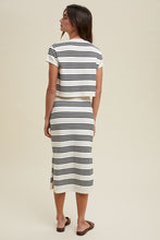 Cream/Black Striped Sweater Top And Skirt Set