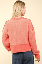 Orange Two Tone Striped Casual Stripe Sweater Top