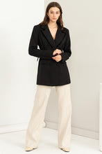 Black Up For The Day Belted Contrast Collar Blazer