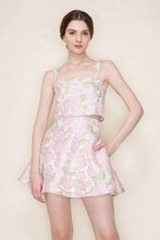 Floral Jacquard Smoked Back Crop Top