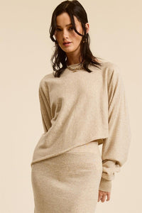 Beige Asymmetrical Top N Skirt Knit Set