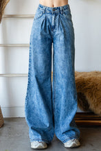 Med Wash Western Denim Vest And Wide Pant Set
