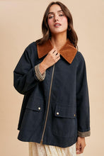 Midnight Corduroy Collared Cotton Chore Jacket