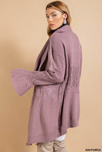 Ash Purple Texture Mix Long Cardigun