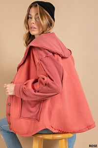 Rose Slouchy Soft - Brushed Fabric Outseam Button Front