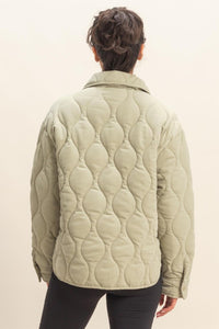 Sage Green Quilted Half Zip High Neck Pullover