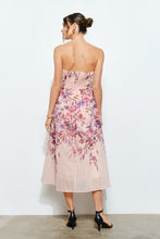 Mauve Sweetheart Strapless Floral Midi Dress