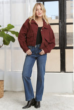 Wine Cropped Utility Pocket Jacket