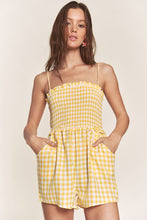 Yellow Gingham Smocked Romper