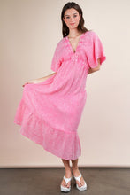 Pink Mineral Washed Elastic Neck Detail Midi Dress