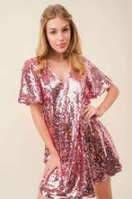 Light Pink Big Sequin V-neck Mini Dress