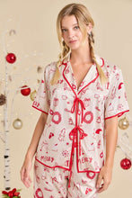 Ivory Multi Cream Holiday Print Pajama Set - Festive Sleepwear