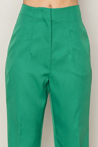 Green Straight Leg Cropped Pants