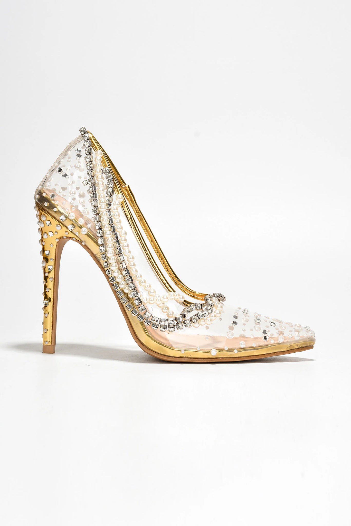 Gold Womens Rhinestone Pearl Clear Dress Shoes Aravalyn Aquarius Brand Gold Womens Rhinestone Pearl Clear Dress Shoes Aravalyn Aquarius Brand