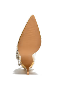 Gold Womens Rhinestone Pearl Clear Dress Shoes Aravalyn