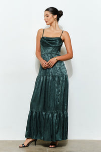 Hunter Floral Jacquard Satin Corset-style Maxi Dress