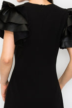 Black Faux Leather Ruffled Sleeves Stretch Mini Dress