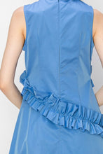 Denim Blue Frill Sleeveless Midi Dress