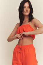Orange Linen Halter Tie Top With Matching Pants Set