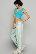 Pale Sage Textured Twill With Dart Detail Solid Pants