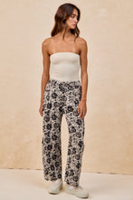 Grey/Black Rose Printed Twill Barrel Pants