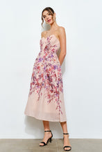 Mauve Sweetheart Strapless Floral Midi Dress