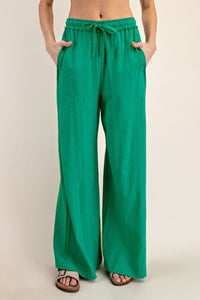 Kelly Green Cotton Slub Lounging Wide Pant